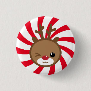 Badge Rond 2,50 Cm Bouton Kawaii Reindeer