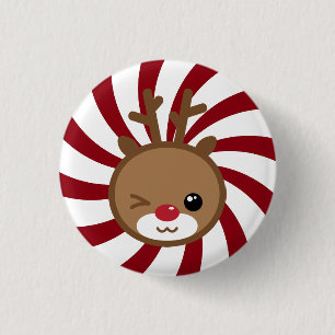 Badge Rond 2,50 Cm Bouton Kawaii Reindeer