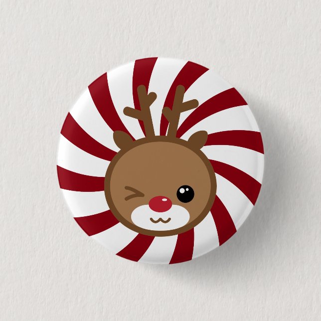 Badge Rond 2,50 Cm Bouton Kawaii Reindeer (Devant)