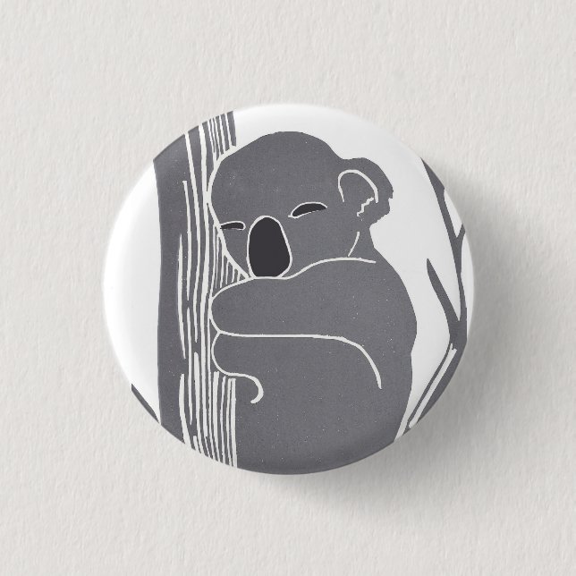 Badge Rond 2,50 Cm Bouton Koala dormant (Devant)