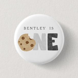 Badge Rond 2,50 Cm Bouton Lait et cookies Premier anniversaire