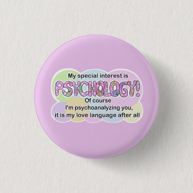 Badge Rond 2,50 Cm Bouton, Langage de l'amour en psychologie (TDAH, A (Devant)