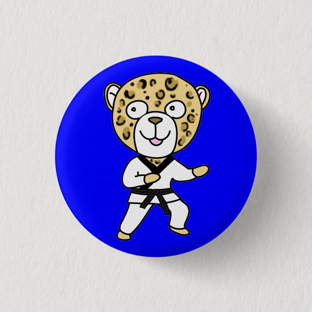 Badge Rond 2,50 Cm Bouton Leopard de la ceinture noire (Devant)