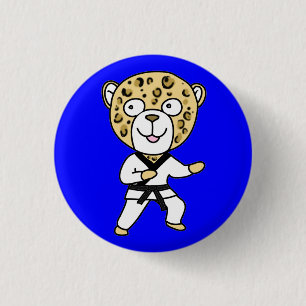 Badge Rond 2,50 Cm Bouton Leopard de la ceinture noire