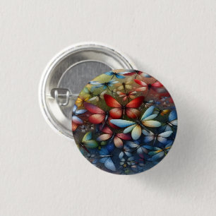Badge Rond 2,50 Cm Bouton Libellules Élégantes