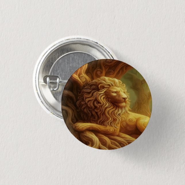 Badge Rond 2,50 Cm Bouton Lion d'Or (Devant & derrière)
