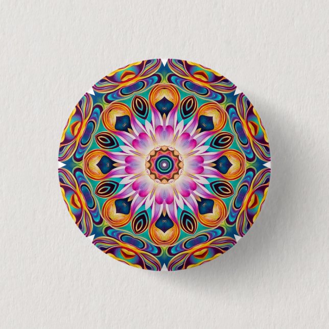 Badge Rond 2,50 Cm Bouton Lotus Mandala (Devant)