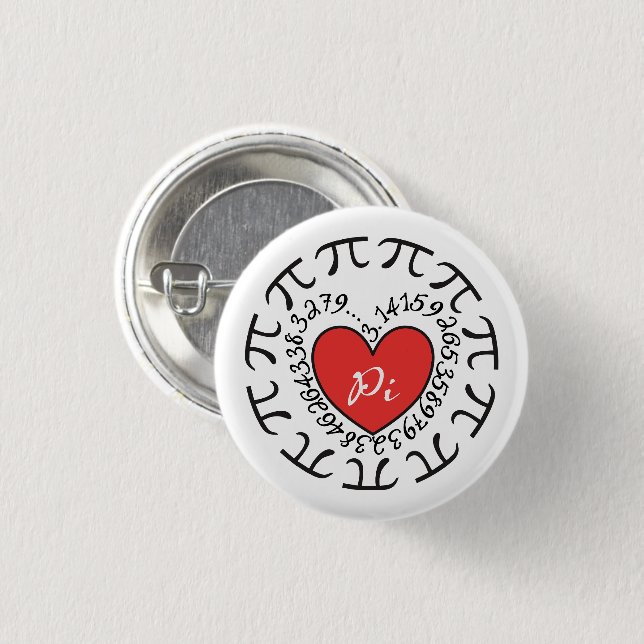 Badge Rond 2,50 Cm Bouton Love Pi 3.14 (Devant & derrière)