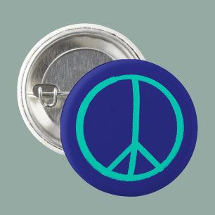 Badge Rond 2,50 Cm Bouton lumineux bleu clair peint à la main