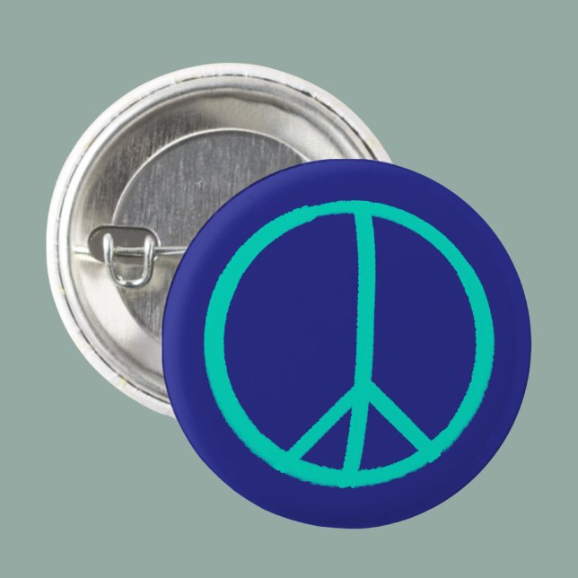 Badge Rond 2,50 Cm Bouton lumineux bleu clair peint à la main (Créateur téléchargé)