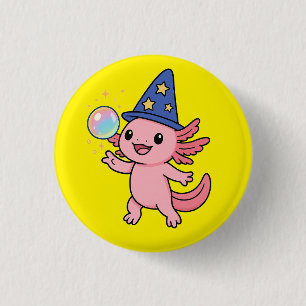 Badge Rond 2,50 Cm Bouton Magicien Axolotl