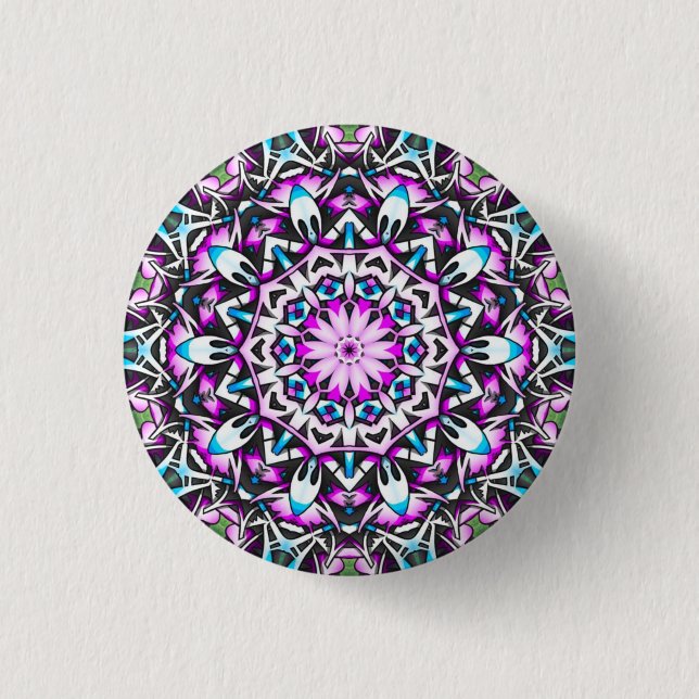 Badge Rond 2,50 Cm Bouton Mandala de jolie Lavender Kaleidoscope (Devant)