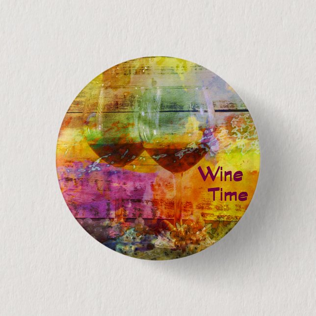 Badge Rond 2,50 Cm Bouton Marbré Temps Vin (Devant)