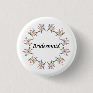 Badge Rond 2,50 Cm Bouton mariage rose floral