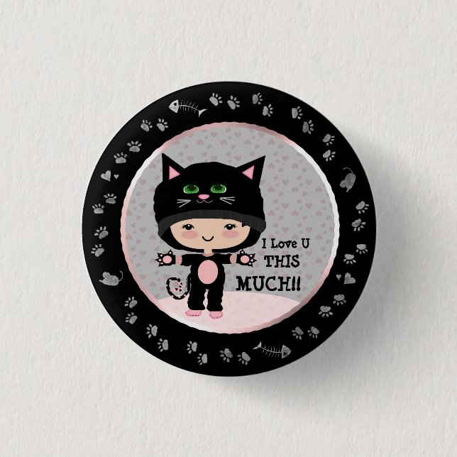 Badge Rond 2,50 Cm Bouton mignon de chat (Devant)