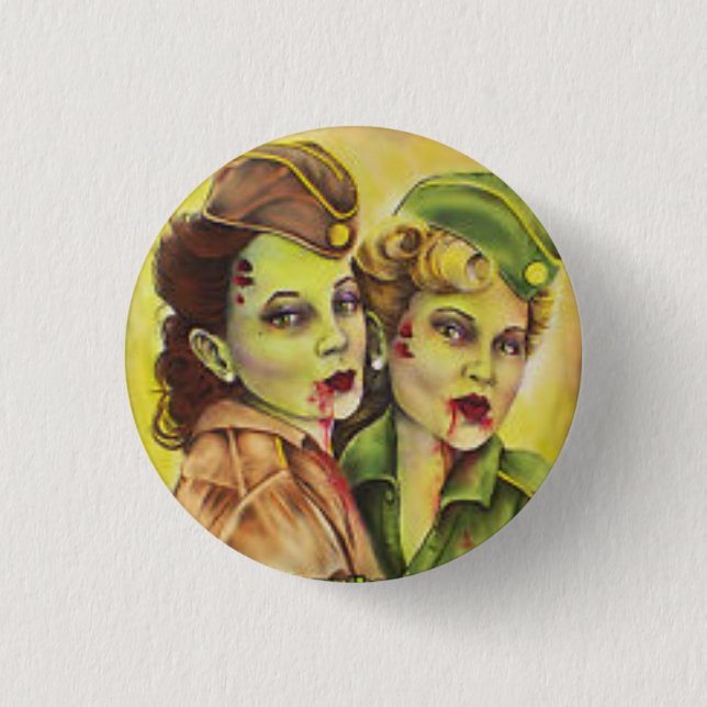 Badge Rond 2,50 Cm Bouton militaire adorable de femmes de zombi (Devant)