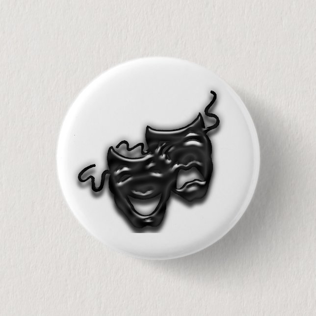 Badge Rond 2,50 Cm Bouton Mini Masques Noir Large (Devant)