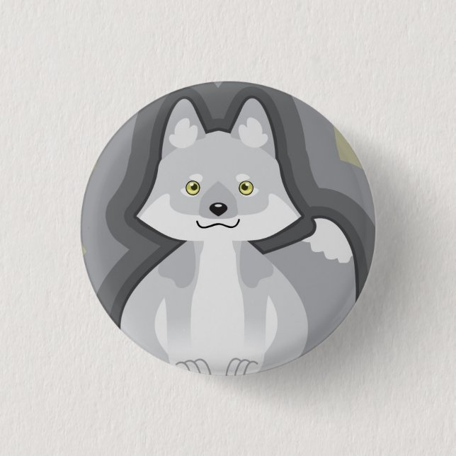 Badge Rond 2,50 Cm Bouton minuscule de loup blanc (Devant)