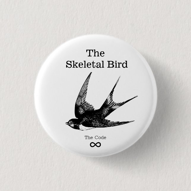 Badge Rond 2,50 Cm Bouton minuscule Oiseau Skeletal (Devant)