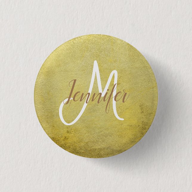 Badge Rond 2,50 Cm Bouton Monogram simple rond classique (Devant)