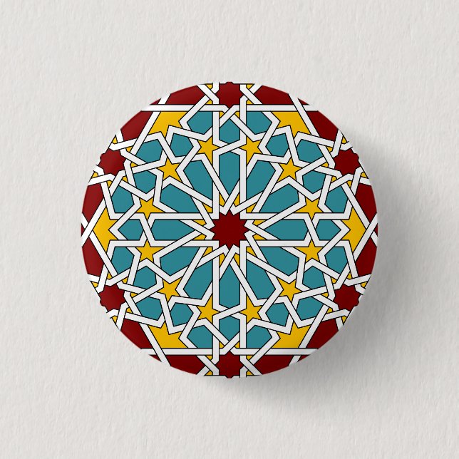 Badge Rond 2,50 Cm Bouton motif géométrique islamique (Devant)