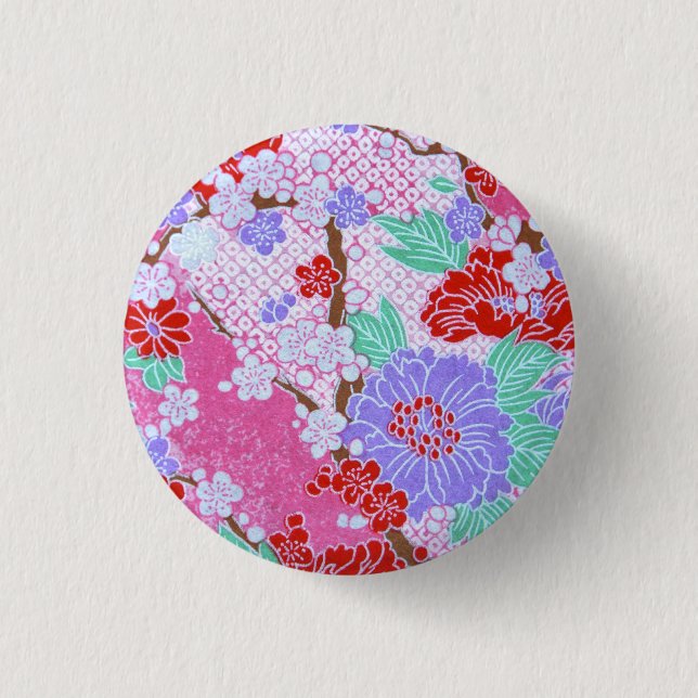 Badge Rond 2,50 Cm Bouton Motif japonais Sakura (Devant)