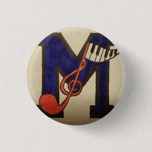 Badge Rond 2,50 Cm Bouton musical