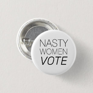 Badge Rond 2,50 Cm Bouton noir blanc "femme méchante vote"