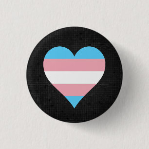 Badge Rond 2,50 Cm Bouton noir du coeur de fierté transgenre