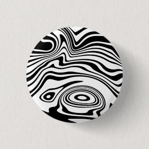 Badge Rond 2,50 Cm Bouton noir et blanc à bande ondulée