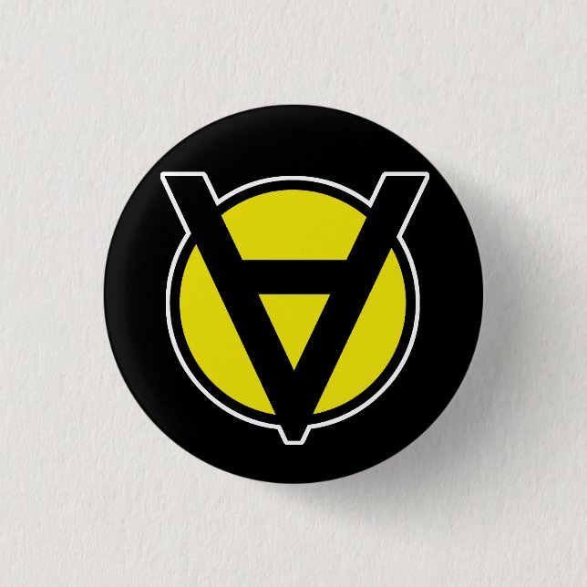 Badge Rond 2,50 Cm Bouton noir et jaune de Voluntaryist (Devant)