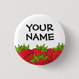 Badge Rond 2,50 Cm Bouton Nom du club des fraises
