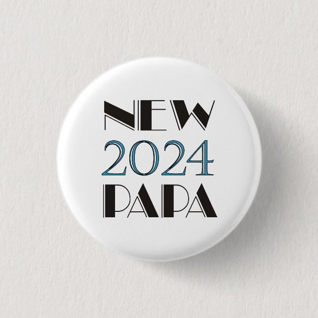 Badge Rond 2,50 Cm Bouton Nouveau Papa 2024 (Devant)