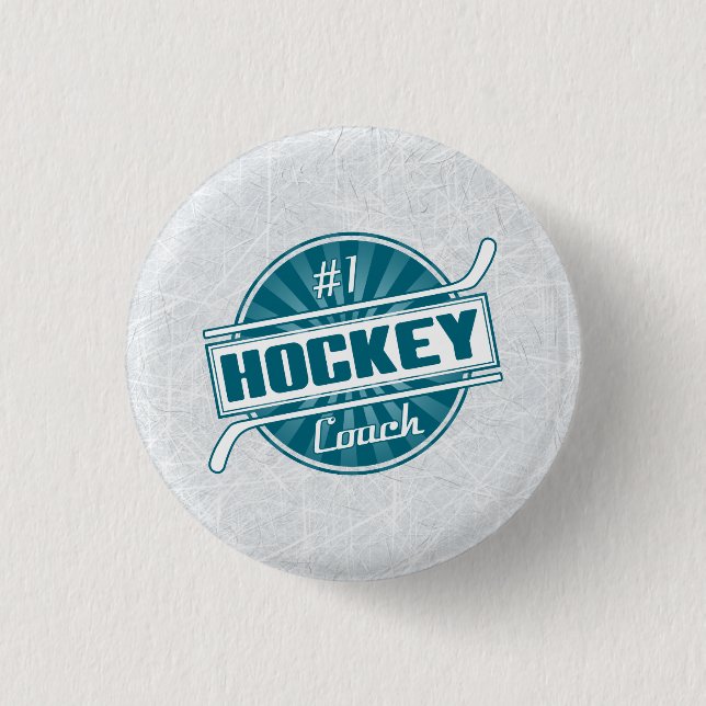 Badge Rond 2,50 Cm Bouton Numéro 1 Entraîneur de hockey (bleu) (Devant)