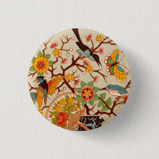 Badge Rond 2,50 Cm Bouton Oiseaux et papillons (Devant)