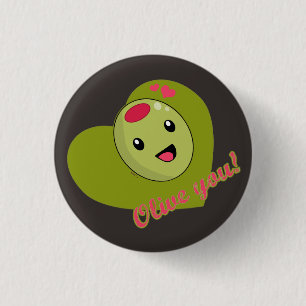 Badge Rond 2,50 Cm Bouton Olive You