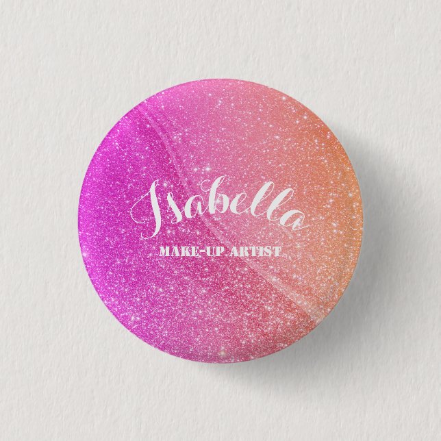 Badge Rond 2,50 Cm Bouton orange rose brillant (Devant)