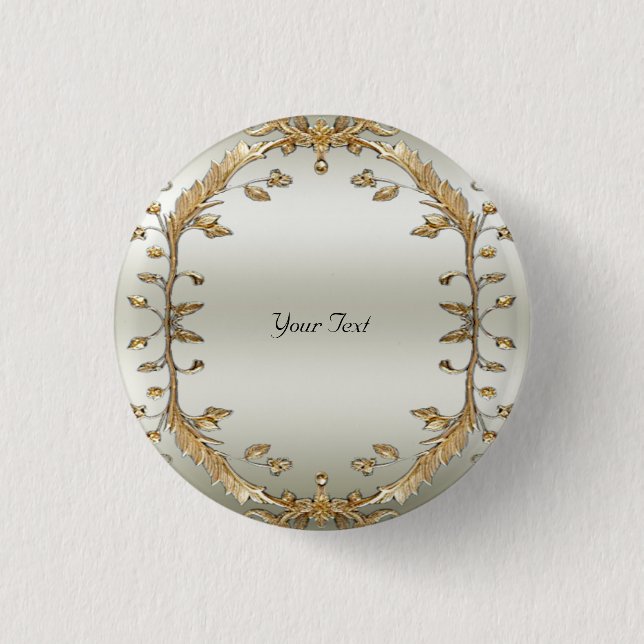 Badge Rond 2,50 Cm Bouton Orné Doré (Devant)
