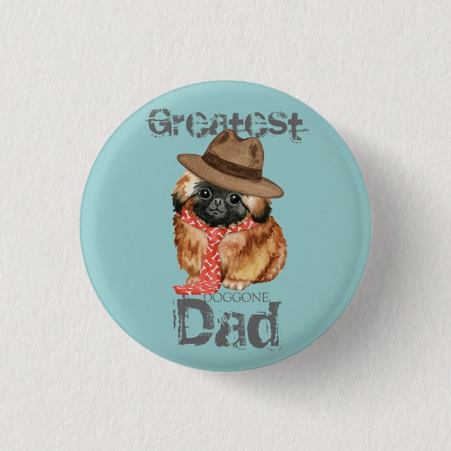 Badge Rond 2,50 Cm Bouton Papa Pekingese (Devant)