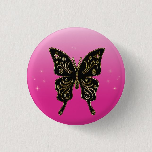 Badge Rond 2,50 Cm Bouton Papillon (Devant)