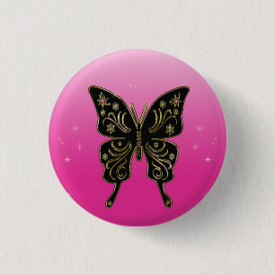 Badge Rond 2,50 Cm Bouton Papillon