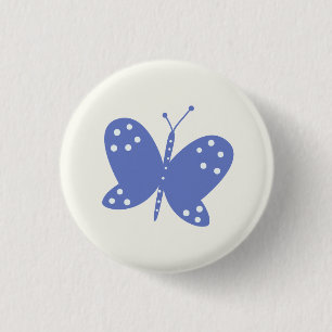 Badge Rond 2,50 Cm Bouton Papillon Bleu