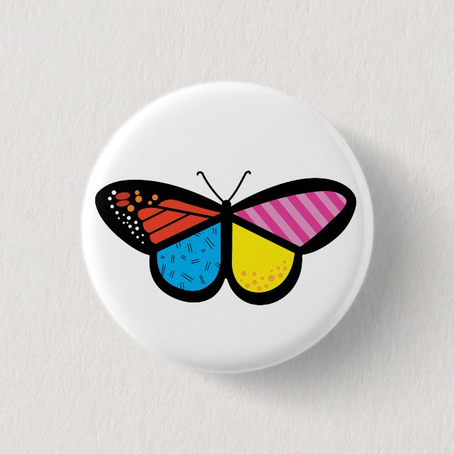 Badge Rond 2,50 Cm Bouton papillon moderne (Devant)