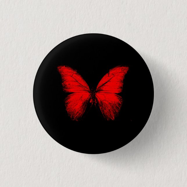 Badge Rond 2,50 Cm Bouton Papillon rouge (Devant)