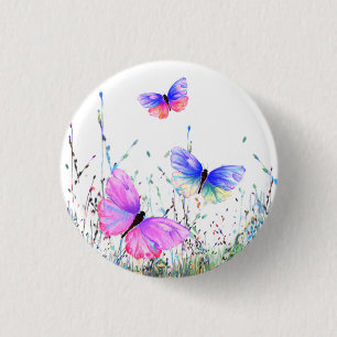Badge Rond 2,50 Cm Bouton Papillons de printemps