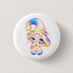 Badge Rond 2,50 Cm Bouton Pastel Mains Enlacées aux Yeux Étoilés - Ga