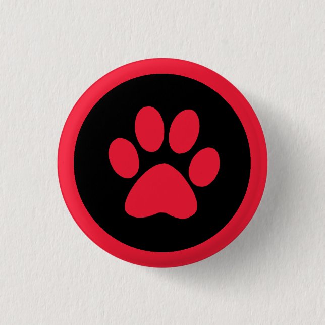Badge Rond 2,50 Cm Bouton Pawprint en rouge et noir (Devant)