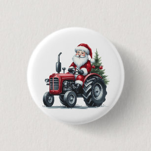 Badge Rond 2,50 Cm Bouton Père Noël du tracteur