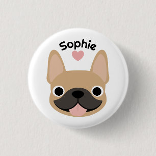 Badge Rond 2,50 Cm Bouton personnalisé avec nom de Bouledogue Françai