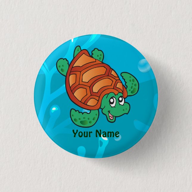 Badge Rond 2,50 Cm Bouton personnalisé de tortue aquatique Ocean (Devant)